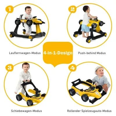 4 din 1 plimbare pentru copii Walker pliabil pentru copii 73 x 64 x 50,5 / 53,5 / 55,5 cm