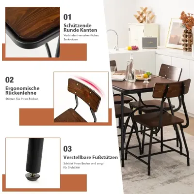 Costway 2 set Scaune dining scaune de bucătărie cu backrest Brown