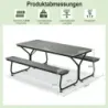 Costway 3 piese picnic masă &amp; bancă set cu textură din lemn pentru 8 persoane gri