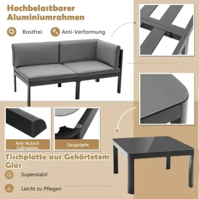 Costway Lounge-Set din salon de gradina din aluminiu pentru 4-5 persoane