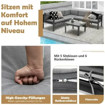 Costway Lounge-Set din salon de gradina din aluminiu pentru 4-5 persoane