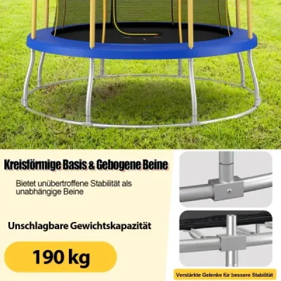Costway φ305 cm trambulină cu formă de flori & de siguranță net & bare căptușite galben