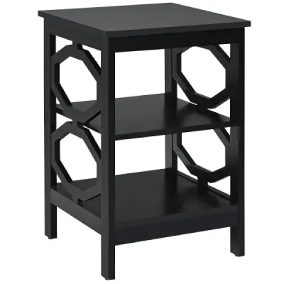 Costway 3 Straturi Masa de noapte în formă de OO cu structură stabilă 40 x 40 x 61 cm Negru