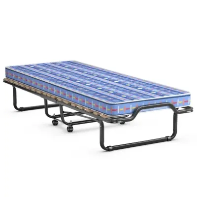 Costway 80 x 200 cm Pat pliabil Pat pliabil cu saltea de spumă de resetare Albastru