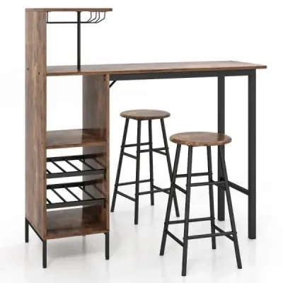 3-dielna súprava barového stola a stoličiek Industrial pub table & stool coffee