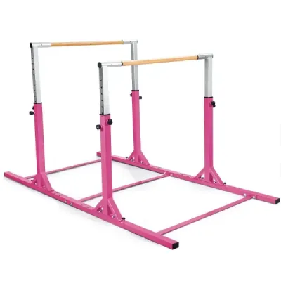 Costway Gimnastică Bar Reck Rod Turnbars cu lățimea reglabilă 250 x 132 x 140 cm Roz