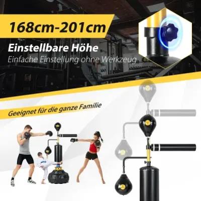 Costway 360 °Reflex tijă cu 2 mingi de viteză Înălțime de box reglabil