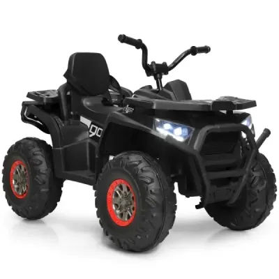 Costway 12V Electric Quad pentru copii cu Spotlight 4 Roți pentru copii Masina electrica pentru copii de la 3 ani negru
