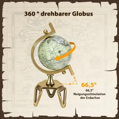 Costway Ø 13 cm Glob antic cu picior de metal Glob studențesc Turnable Geographic Glob Ø 13 cm