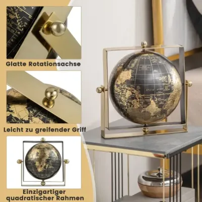 Costway Ø 21 cm Rotatable Ancient Globus cu Square Metal Frame Pedagogic Student Globus-Ø 21 cm