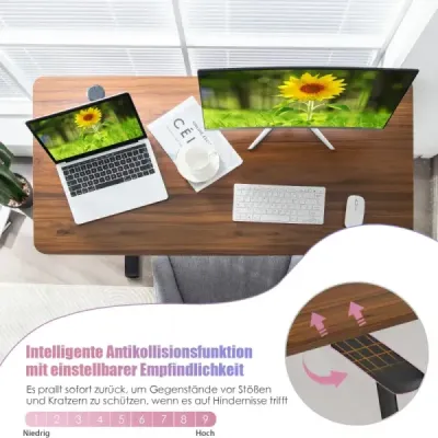 Masa de scris Costway Electric cu conexiune de încărcare USB Usor de montare Rustic Brown
