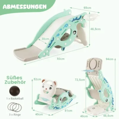 Costway 4-in-1 jucării transport pentru copii cu baschet & joc inel Verde