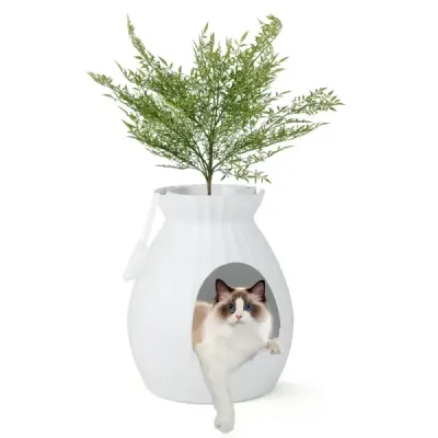 Costway Intelligent Cat WC cu îndepărtarea mirosului electronic & stil ghiveci de flori sterilizare