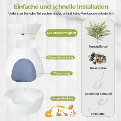 Costway Intelligent Cat WC cu îndepărtarea mirosului electronic & stil ghiveci de flori sterilizare