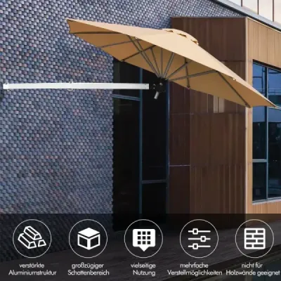 Paraşută de 247 cm cu parasolar reglabil cu valvă de vânt bej
