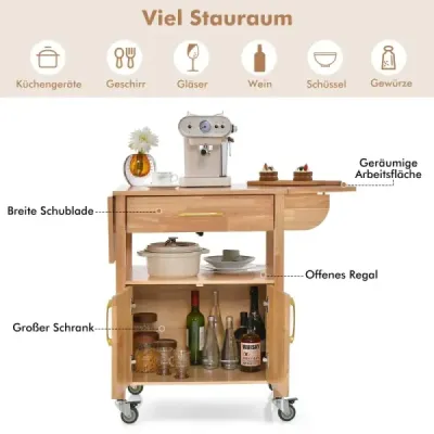 Bucătărie cu birou de lucru pliant și sertar și dulap Cosul de servire Natural