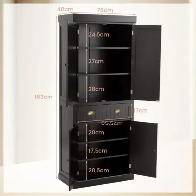 Cabinet de bucatarie din lemn 183 cm cu rafturi reglabile 76 x 40 x 183 cm Brown