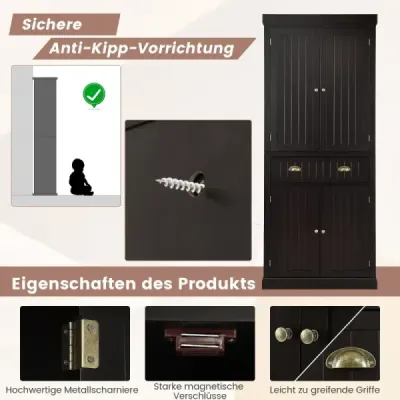 Cabinet de bucatarie din lemn 183 cm cu rafturi reglabile 76 x 40 x 183 cm Brown