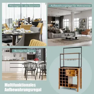 Cabinet de bucătărie Costway Dulap tip bufet 160cm cu raft de vin si sertar 74 x 40 x 160 cm