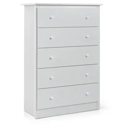 Cutie cu sertare cu 5 sertare Dulap sertar modern din lemn 80 x 40 x 115 cm Alb