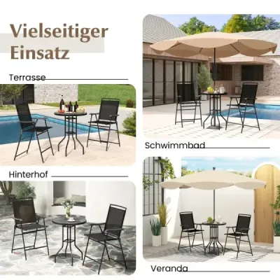 Masa Bistro Costway cu 2 scaune pliabile & 3 buc. Bar de exterior scaun set mobilier balcon
