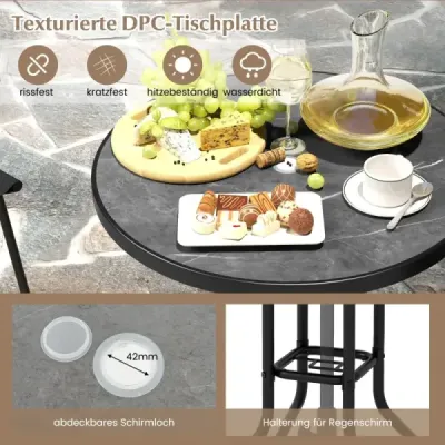 Masa Bistro Costway cu 2 scaune pliabile & 3 buc. Bar de exterior scaun set mobilier balcon
