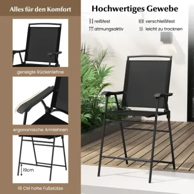 Masa Bistro Costway cu 2 scaune pliabile & 3 buc. Bar de exterior scaun set mobilier balcon