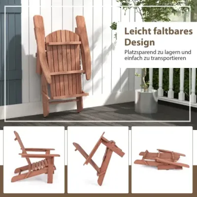Costway pliabil Scaun Adirondack din lemn cu capacitate de 180 kg scaun gradina