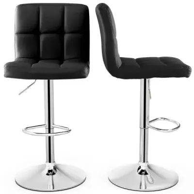 Costway 2 set 360° scaun bar rotativ din piele PU înălțime reglabil bar scaun scaun negru