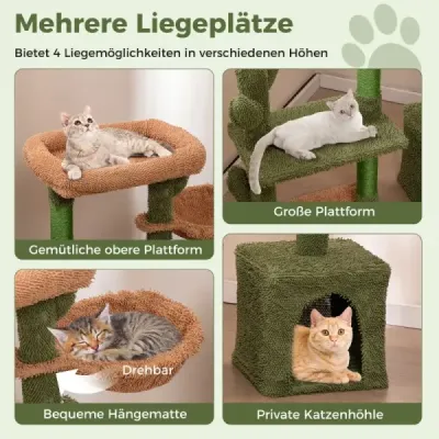 Cactus machining tree with Hojdacia sieť Cat Cave Green + hdnej (înălțime 81 cm)