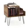 Masă laterală costway cu stație de încărcare stand placă turnantă cu partiții Rustic Brown