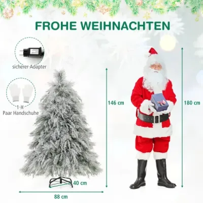 Costway Brad artificial de Crăciun cu Albă ca Zăpada Lumini Tannenbaum Christbaum 150cm