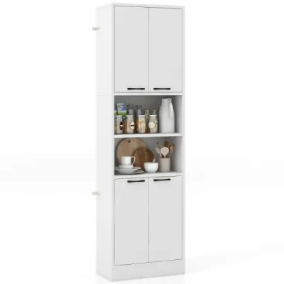Costway 190 cm dulap de bucatarie cu usi si rafturi Sideboard dulap mare 56 x 30 x 190 cm Alb