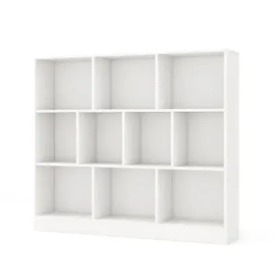 Costway 3 Straturi Bookcase cu 10 compartimente Stand raft Raft Dice Raft birou 120 x 24 x 104 cm Alb