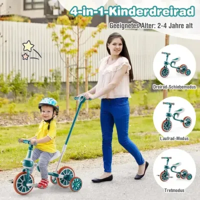 Bicicleta copiilor Costway 4-in-1 biciclete preșcolare cu cheie părinților 37 x 72 x 101 cm