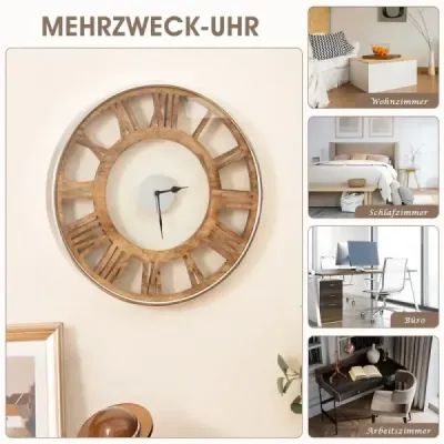 Tiché nástenné hodiny Ø 40 cm s klasickým rámom a rímskym ciferníkom a skleneným krytom