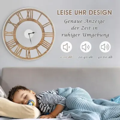 Tiché nástenné hodiny Ø 40 cm s klasickým rámom a rímskym ciferníkom a skleneným krytom