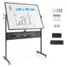 120 x 90 cm Doppelseitiges Mobiles Whiteboard mit Stecktafel &amp; Rollen &amp; Ständer Schwarz