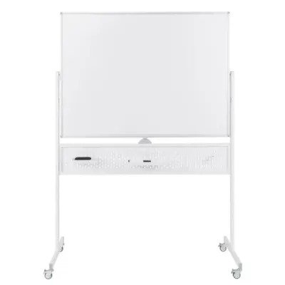 120 x 90 cm Doppelseitiges Mobiles Whiteboard mit Stecktafel & Rollen & Ständer Weiß