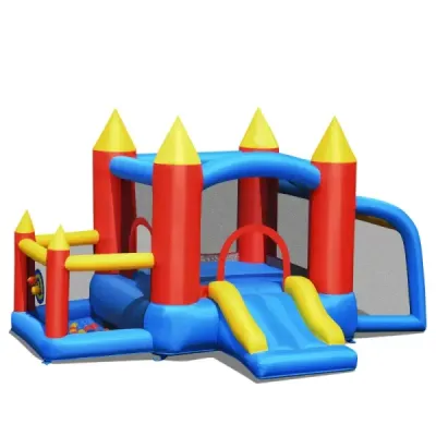 Castel gonflabil bouncy + 450W dúchadlo so šmykľavku oceanske lopty 350 x 275 x 196 cm
