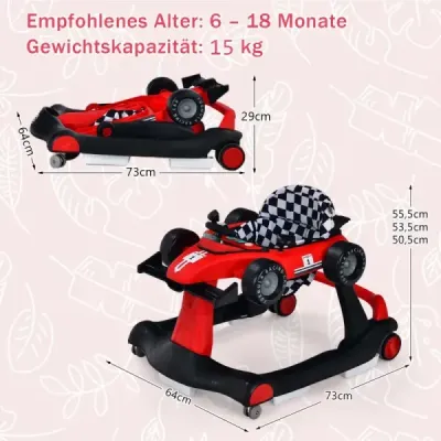 4 din 1 plimbare pentru copii Walker pliabil pentru copii 73 x 64 x 50,5 / 53,5 / 55,5 cm