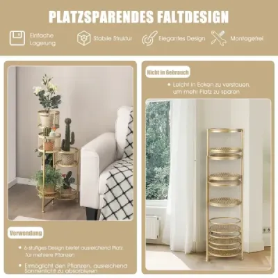 Stand pe Blossoms 6 niveluri Stand metalic pliant pe grila de aur