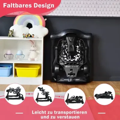 4 din 1 plimbare pentru copii Walker pliabil pentru copii 73 x 64 x 50,5 / 53,5 / 55,5 cm