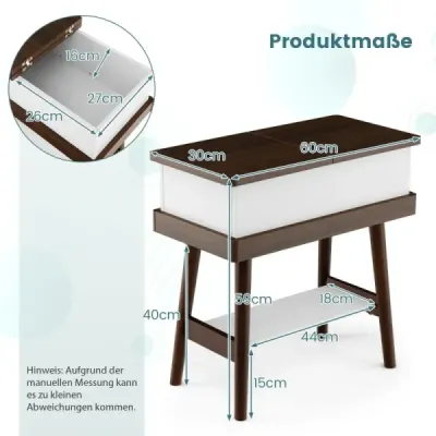 Masa de dezafectare pe canapea cu 180 ° plaja descompunere 60 x 30 x 60 cm maro închis