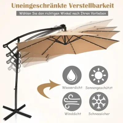 Enamel cu LED solar lampă consolă rotativă pentru grădină? 300 cm Béžová