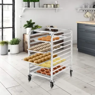 Cărucior din aluminiu pentru 10 tăvi cu frână