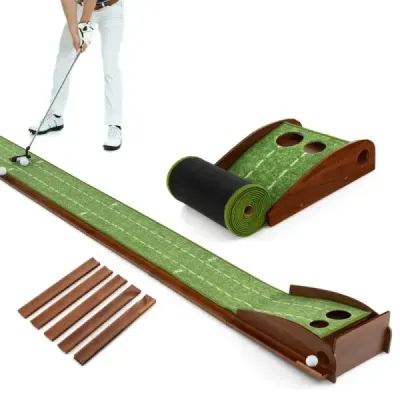 Joc de golf Mat s 2 jamkami a 3 golfovými loptičkami a umelým trávnikom Golf Mat Plating Trainer Green