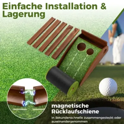 Joc de golf Mat s 2 jamkami a 3 golfovými loptičkami a umelým trávnikom Golf Mat Plating Trainer Green