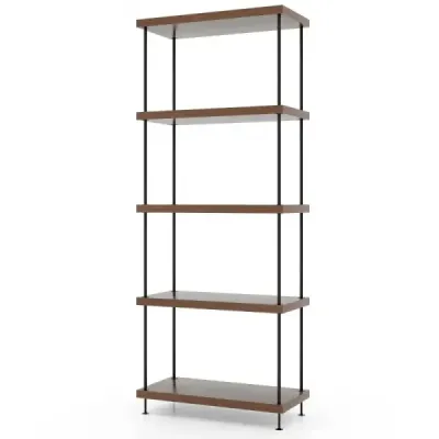 5-úrovňový stojaci regál s kovovým rámom Priemyselný regál na knihy Úložný regál 60 x 29,5 x 147 cm