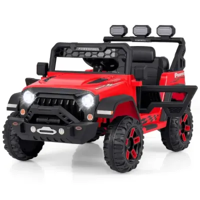 Mașină electrică pentru copii cu 2.4G diaľk control & USB & Light & Music 12V copil masina Jeep masina rosie